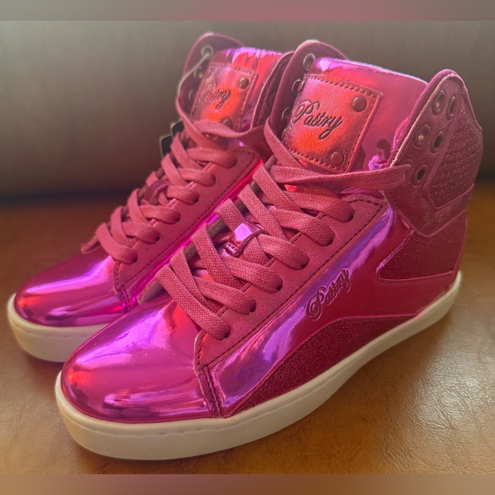 Pastry Glam Pop Tart Glitter Hi-Top Dance Sneakers Fuchsia Women’s 5.5 NIB - Picture 2 of 10